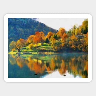 autumn lake Sticker